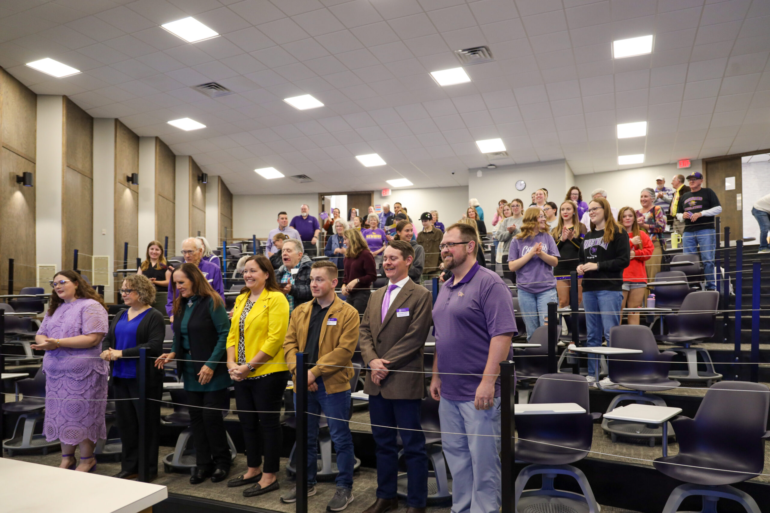 People standing in classroom