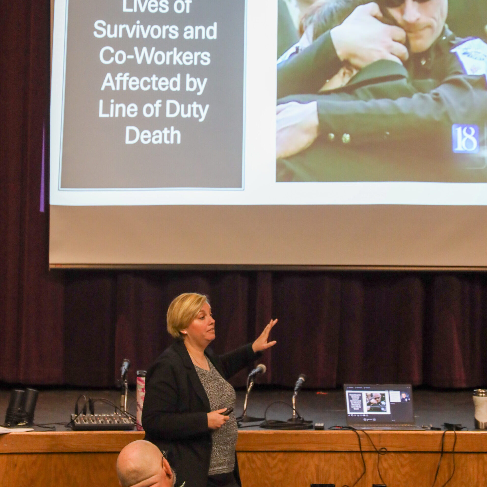 Woman pointing at powerpoint