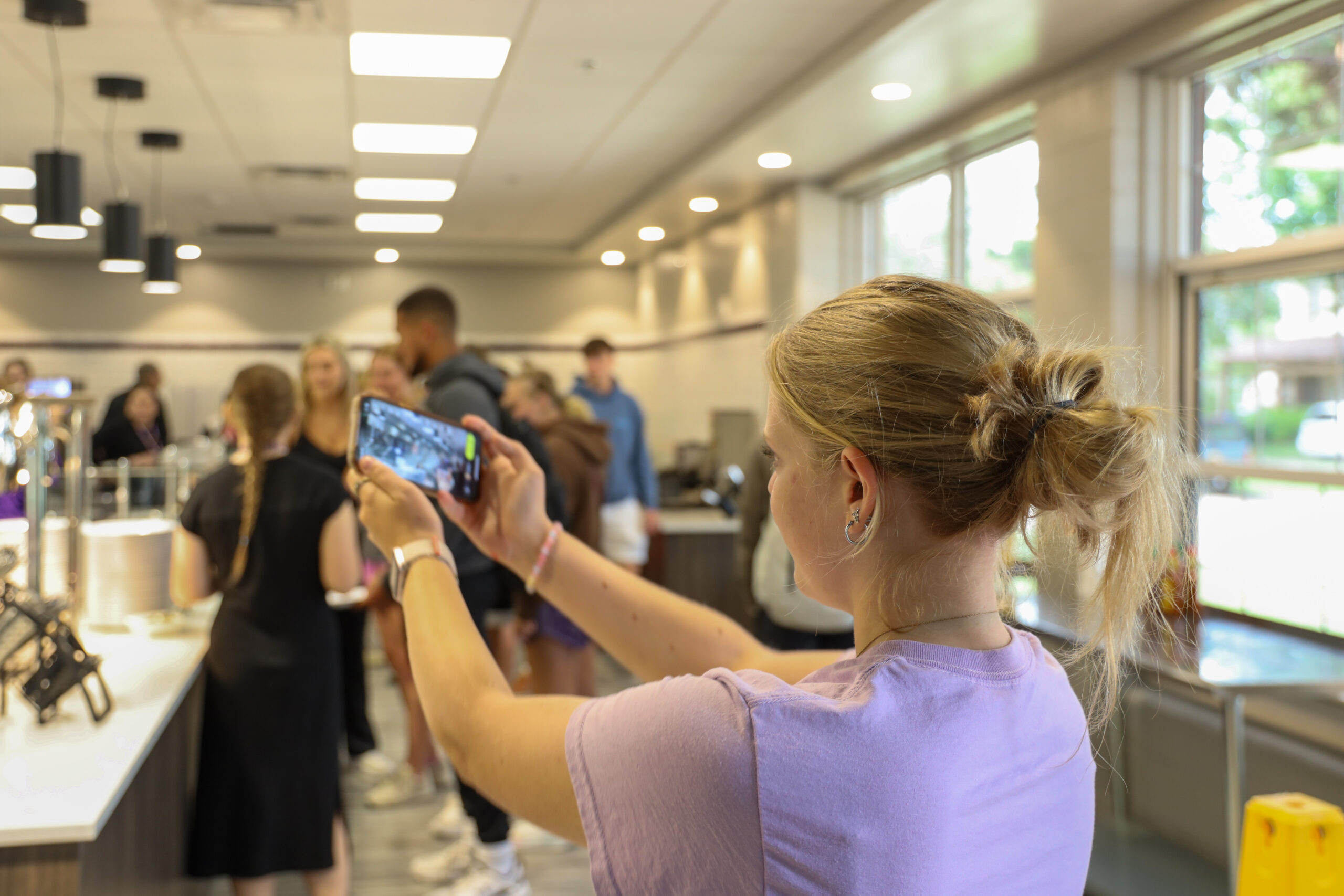 Line at new dining facility