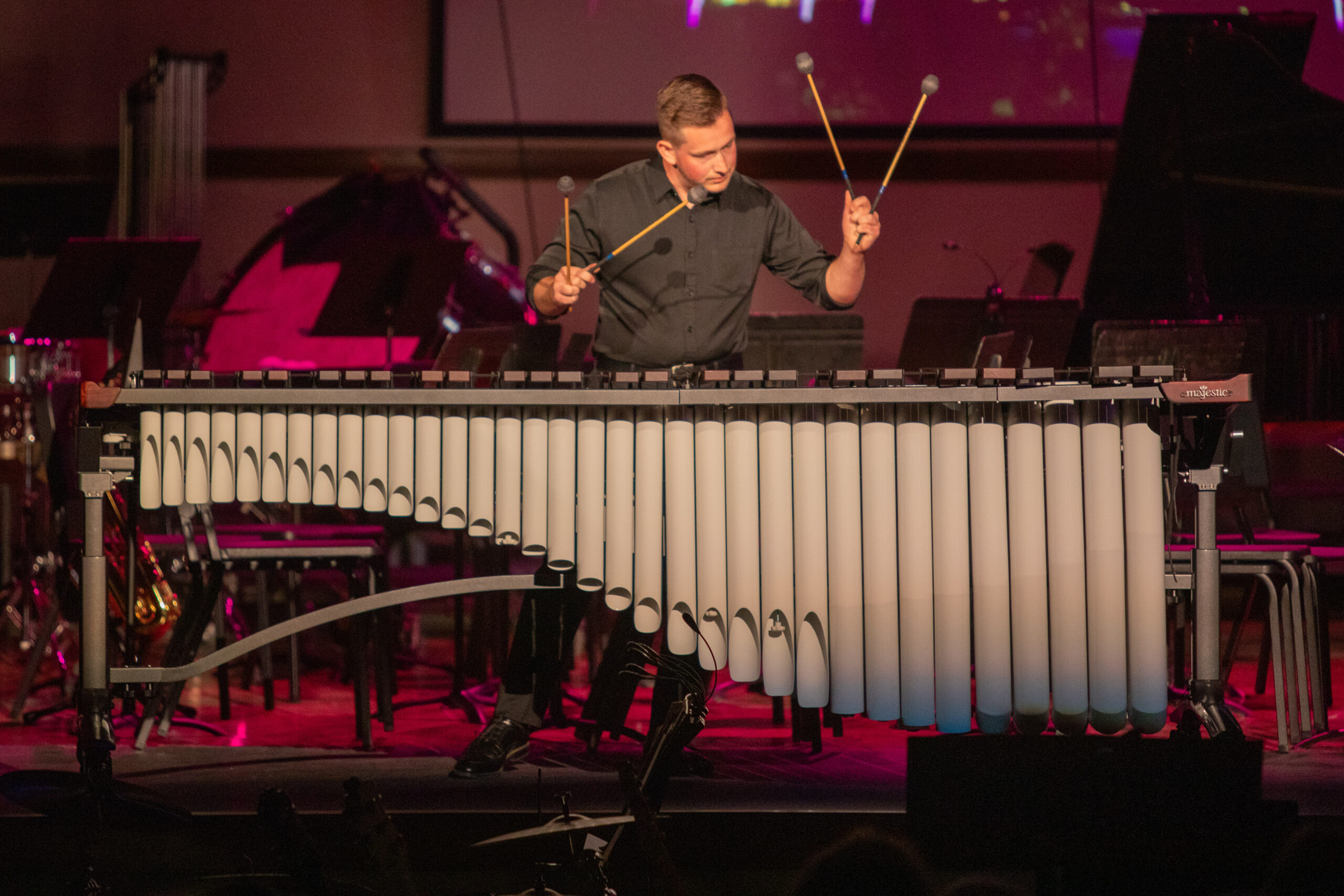 Man playing vibraphone on stage