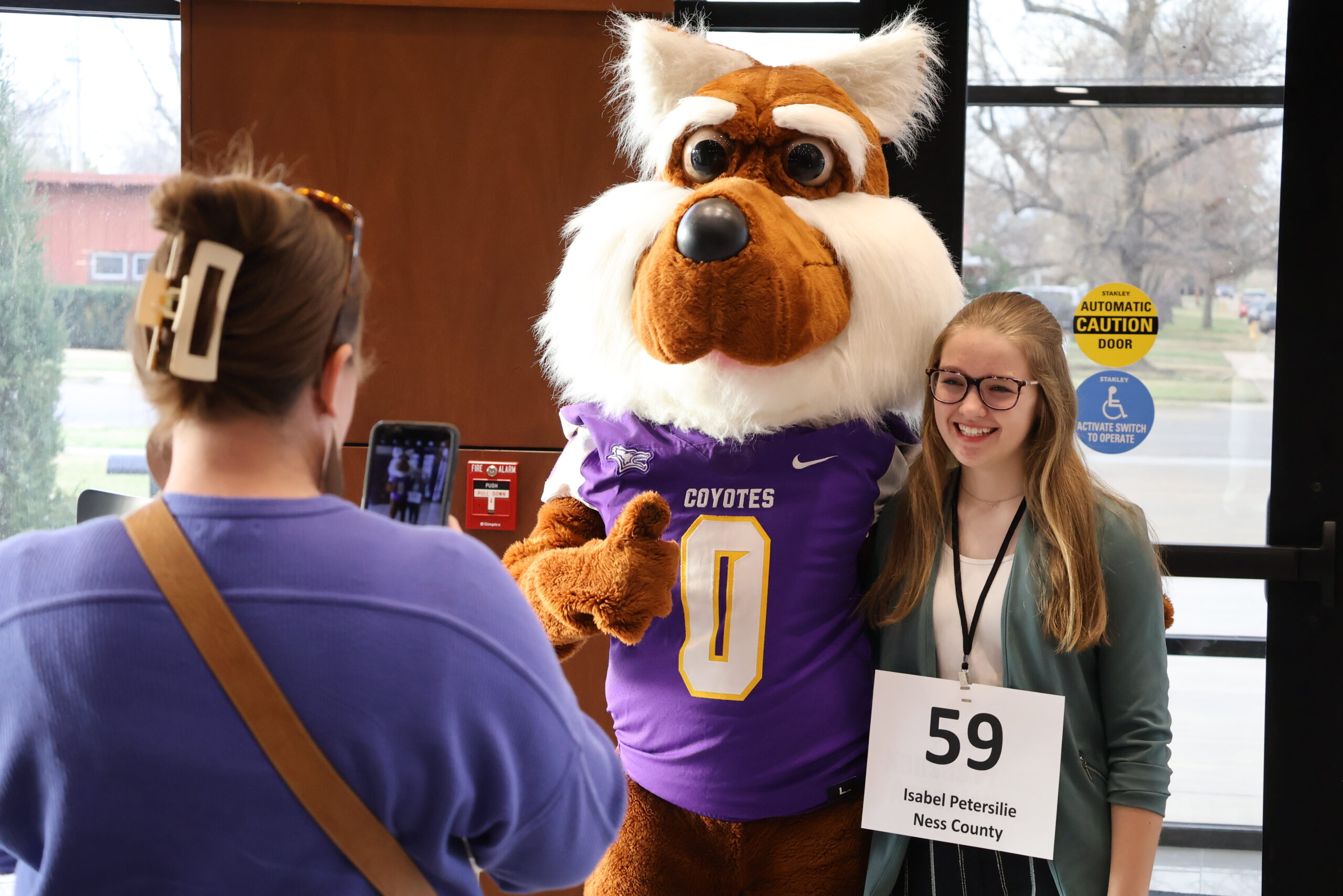 Female child with mascot