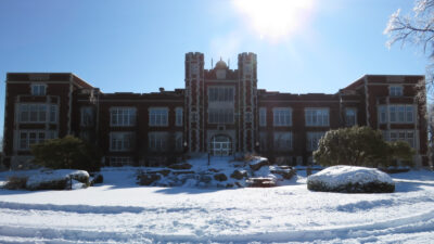 Pioneer Hall with record snowfall