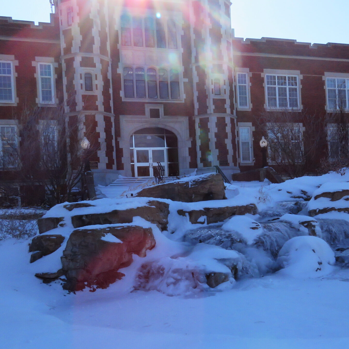 Ice-covered fountain