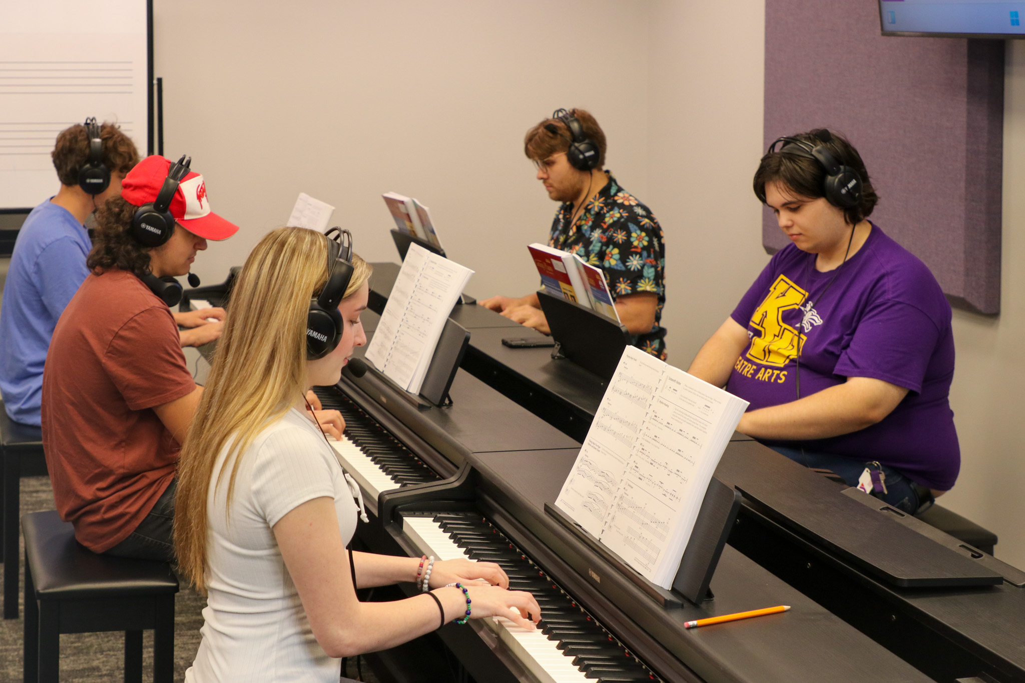 Students in piano room