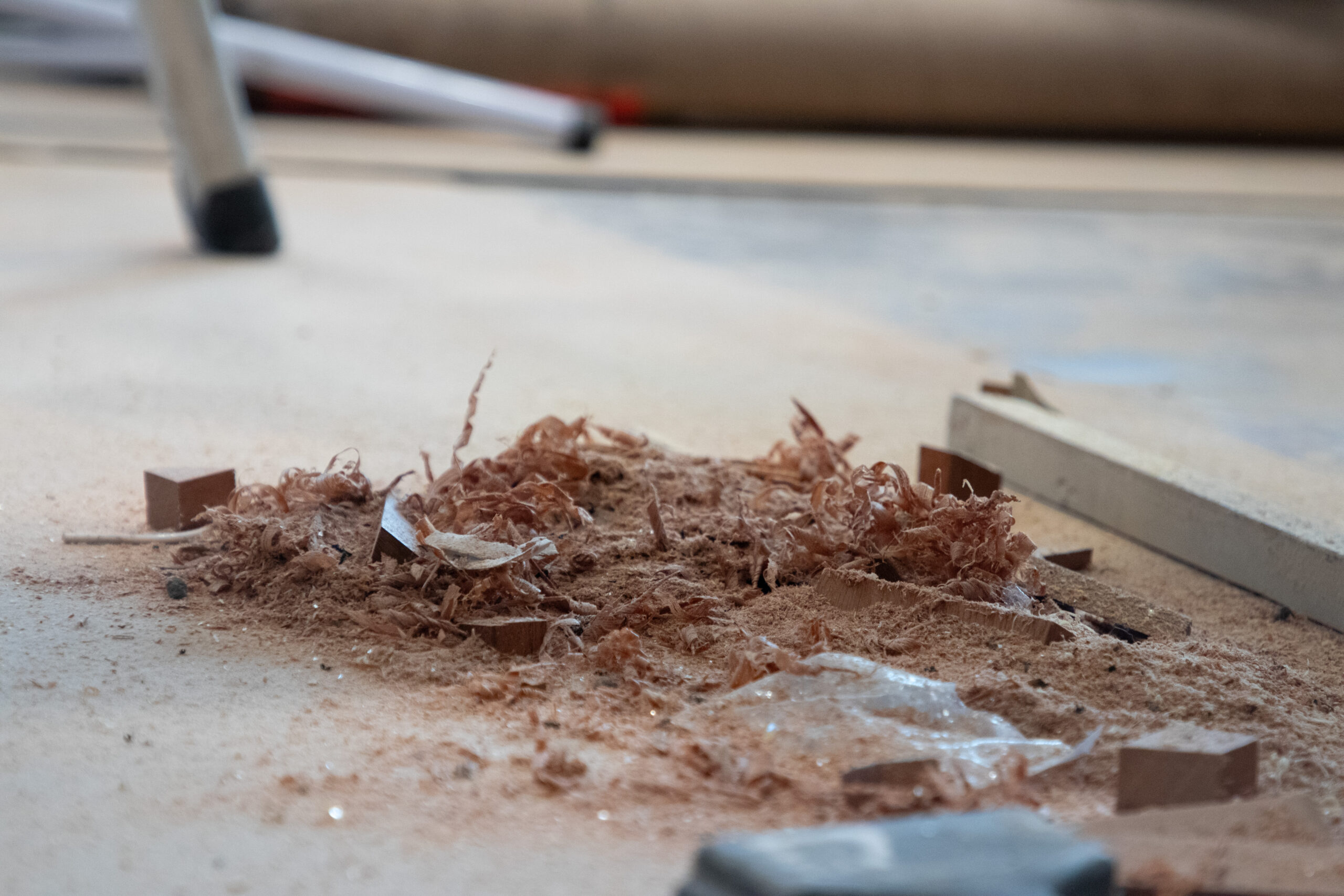 Wood shavings in pile