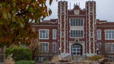 Pioneer Hall with leaves