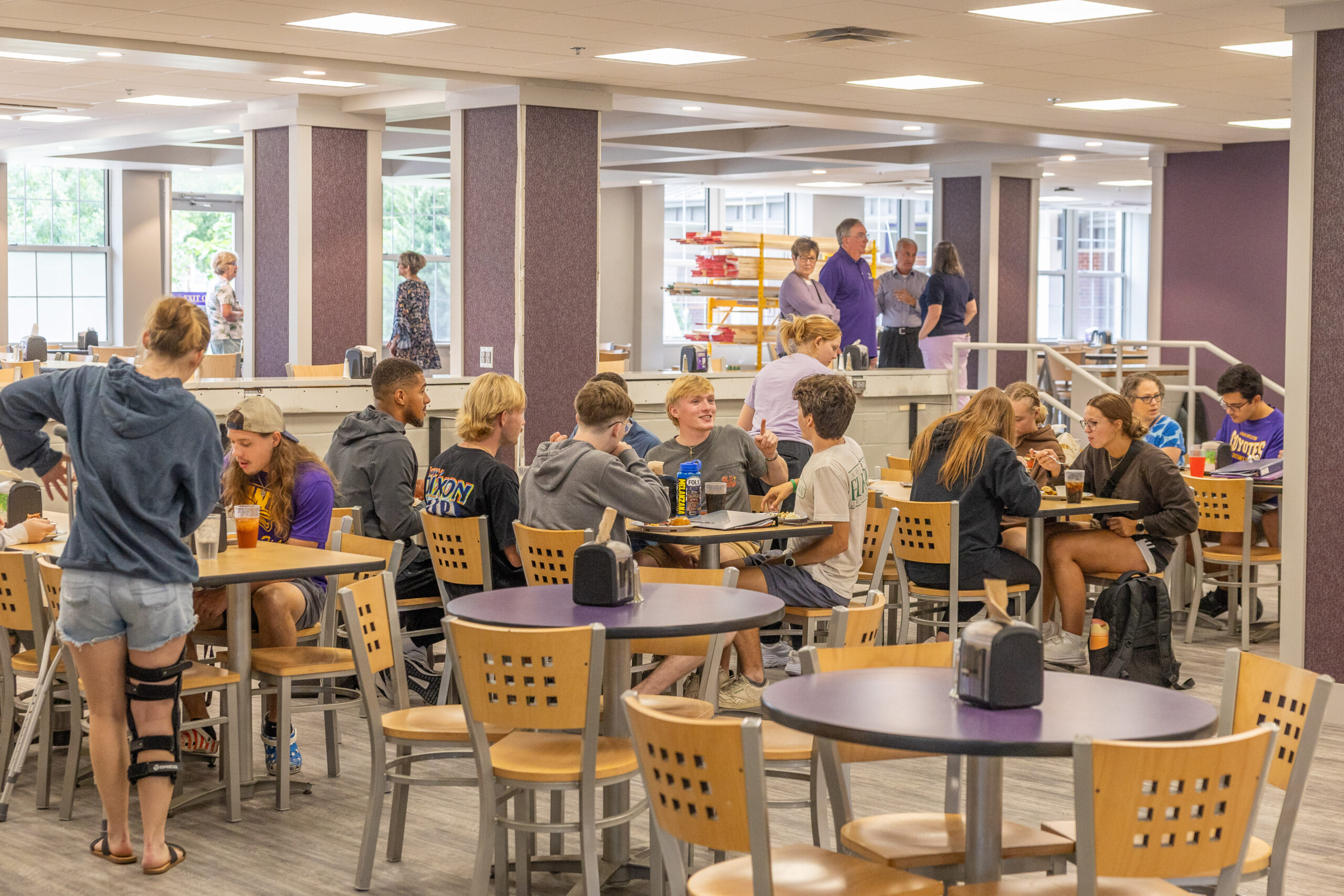 Students in new dining hall